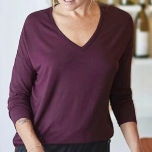 Athleta Cloudlight V-Neck Long Sleeve Top in Deep Purple